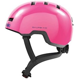 ABUS Skurb Kid Kinderhelm, robuuste fietshelm in skaterlook met ruimte voor vlechtwerk en verschillende designs, voor meisjes en jongens, glanzend roze, maat S