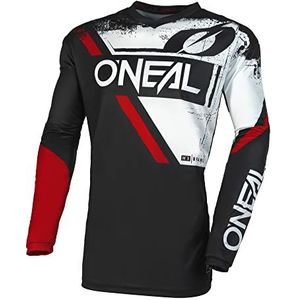 O'NEAL MX Enduro Motorcrossshirt, elleboogbeschermer, gevoerd, V-hals, ademend, Element Jersey Shocker voor volwassenen, Zwart/Rood