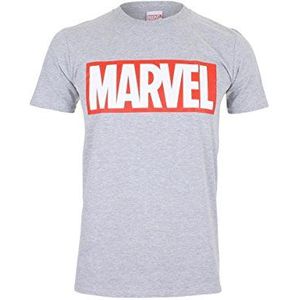Marvel Heren T-shirt met Comics-logo, grijs (sportgrijs)