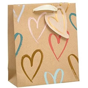 UK Greetings Middelgrote cadeautas voor haar/vriendin - voor Valentijnsdag, Moederdag, verjaardag, bedankje, felicitaties of andere geschenken - hartjesmotief van kraftpapier