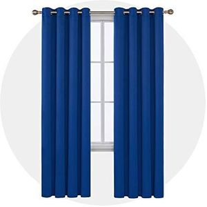 Deconovo Thermisch geïsoleerde verduisteringsgordijnen met dichtingsringen voor de woonkamer, 132 x 213 cm, koningsblauw