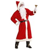 Widmann 1544V - Kerstmankostuum, 6-delig, jas met capuchon, riem, overschoenen, pruik, baard met snor en wenkbrauwen, kostuum voor Kerstmis, themafeesten, carnaval