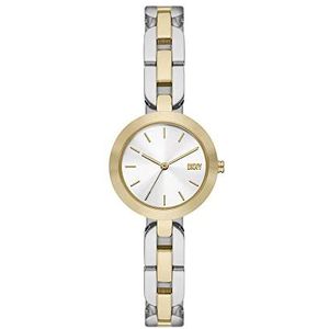 DKNY City Link Tweekleurig roestvrijstalen horloge met drie wijzers, zilver, goud, armband, Zilvergoud., Armband