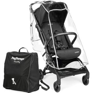 Peg Perego True Black W/RAIN COVER vliegwagen, de ultracompacte hoedbuggy, 5,4 kg gewicht