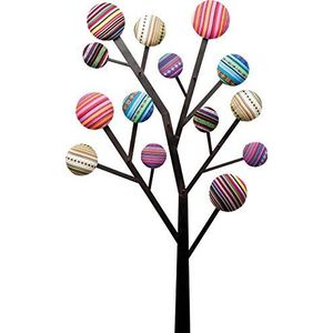 Kare Bubble Tree Wandkapstok, 6 haken, meerkleurig, cirkels, 111 x 65 x 6,5 cm (h x b x d)