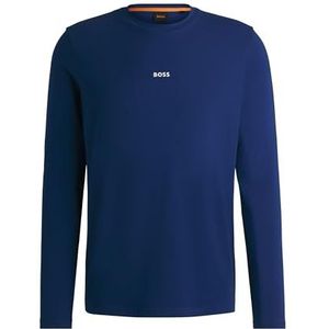 BOSS TChark T-shirt van katoen met contrasterend logo voor heren, Open Blue494