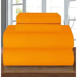 Elegant Comfort Comfortabel hoeslaken, hoeslaken van microvezel, diepe zak tot 40,6 cm, Orange Elite