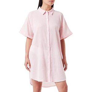 PIECES Pcterra Ss damesblouse, Roze aardbei/strepen: Cloud Dancer