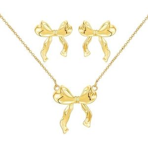 Halora Vlinderdas ketting en oorbellen set voor dames en dames, gouden en zilveren ketting en oorbellen voor dames en meisjes, cadeau, Brons