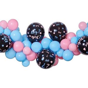 Ciao - Kit Guirlande Ballons DIY Gender Reveal Boy or Girl (65 ballons latex, 300 cm), rose/bleu