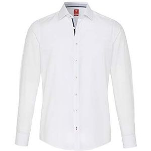 Pure Slim fit shirt met lange mouwen New Kent kraag stretch wit, effen