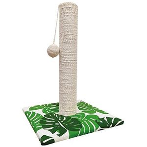 Croci Green Leaves Krabpaal voor volwassen katten, groot en klein, mat met boom 42 cm en touw met rustgevende speelbal, sisalkrabber, spelletjes voor huisdieren