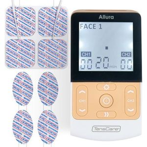 TensCare Allura Stimulateur musculaire pour raffermir et réduire les rides, tonifier et mouler le corps. Programmes spécifiques pour différentes zones : visage, abs, hanches, cuisses, bras et mollets