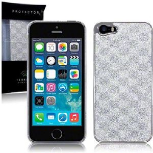 TERRAPIN Beschermhoesje voor Apple iPhone 5 / 5S / SE, motief racevlag, glinsterend, grijs / zilverkleurig