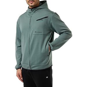 Champion Legacy American Tech-Poly-Cotton Interlock Full Zip Sweat à capuche pour homme, Vert Blg, M