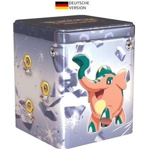 Pokémon Verzamelkaartspel: stapelbare metalen doos (3 boosters en 2 stickervellen)