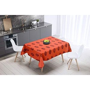 Bonamaison, Anti-schimmel, sneldrogend, vuilafstotend, machinewasbaar, 100% polyester, tafelkleed, bordeauxrood, oranje, 140 x 140 cm, ontworpen en geproduceerd in Turkije