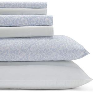 Laura Ashley Home - Beddengoed van katoen-percal voor zeer groot bed, schone en frisse wooncultuur (blauw kasjmier, zeer groot bed)