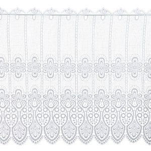 Modetip Plauener Lace 68450_62_w gordijn, kort, 100% polyester, motief kant, 62 cm, wit