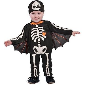 Ciao -Scheletrino Bat Skeleton kostuum overall baby maat 2-3 jaar) met helm, kleur zwart, wit, oranje, 28043.2-3