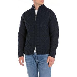 Replay Uk6131 Cardigan voor heren, marineblauw (500)