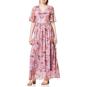 Vero Moda Vmnabila SS Long Flower Dress Eid damesjurk, meerkleurig (Viola Aop: Flowers)