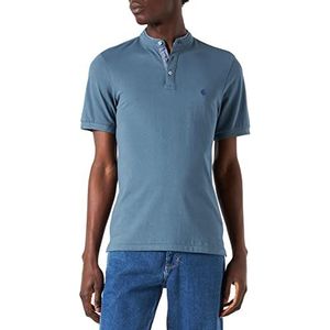 Springfield Mao Pique poloshirt voor heren, Lichtblauw