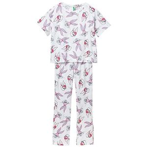 United Colors of Benetton pyjama-set voor dames, Fantasie, witte achtergrond, 63 w