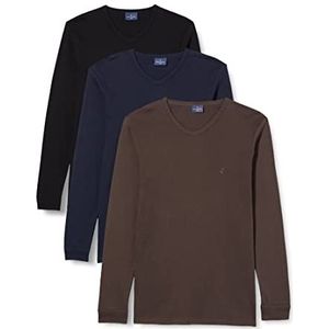 Navigare Set van 3 T-shirts met lange mouwen voor heren, Veelkleurig (grijs/zwart/schip)