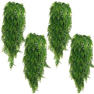 4 stuks hangende kunstplanten, kunstplanten, varen, groene bladeren, plastic planten, 80 cm, voor buiten, balkon, muur, bruiloft, tuindecoratie