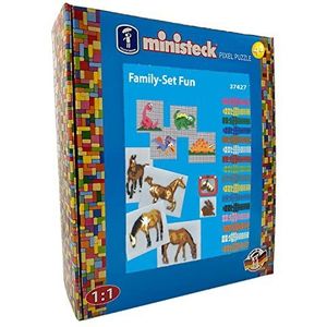 Ministeck 37427 Family Fun Box Grote set met verschillende steekplaten en ca. 1800 grappige kleurrijke stenen voor kinderen vanaf 4 jaar