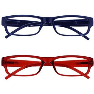 La Société Lunettes De Lecture Bleu Foncé Rouge Léger Lecteurs Valeur Pack 2 Hommes Femmes RR32-3Z +1,50