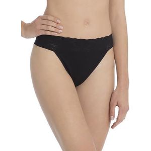 CALIDA Tanga Lycraspitze Tanga Dames, zwart.