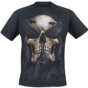 Spiral See No Evil T-shirt voor heren, korte mouwen, zwart, normaal/standaard snit, zwart.