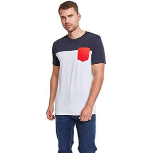 Urban Classics Heren T-shirt met 3 zakken, wit/marineblauw/vuurrood, maat M, wit/marineblauw/vuurrood, M, wit/marineblauw/vuurrood