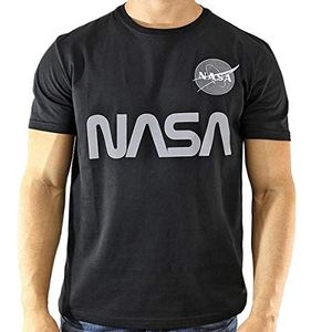 ALPHA INDUSTRIES Nasa Reflective T-shirt voor heren, zwart.