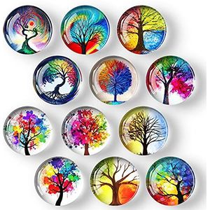 COSOW 12 stuks glazen magneten koelkastmagneet magneet glas magneet koelkastmagneet magneet rond glas decoratie whiteboard kantoor kast vaatwasser kast