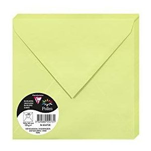 Clairefontaine 55473C – verpakking met 20 enveloppen, met rubber, vierkant (16,5 x 16,5 cm) – 120 g/m² – kleur knopgroen – uitnodigingen voor evenementen en correspondentie – serie pollen – premium papier glad