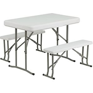 Flash Furniture Kunststof tafel en banken inklapbaar