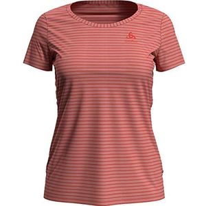 Odlo Concord Element T-shirt voor dames, korte mouw, Lantana - lichtgevende koraal - strepen