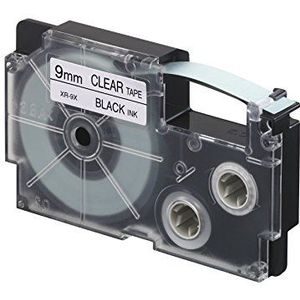 CASIO EZ-Label Printer XR-9X1 plakband, 9 mm x 8 m, zwart op transparant