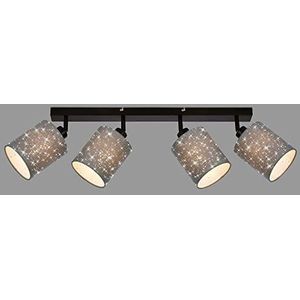 Briloner Leuchten Plafondspot met sterreneffect, 4 lampen E27 max. 25 W, grijs/zwart, 650 x 130 x 155 mm (max. 259 mm)