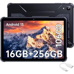 CUBOT TAB Kingkong Tablet Rugged Android 13, 16 GB + 256 GB/1 TB, 10600 mAh batterij, tablet 10,1 inch FHD+ display, Octa-Core, 16 MP camera, IP68/IP69K waterdicht, 4G LTE/5G WIFI/GPS/OTG