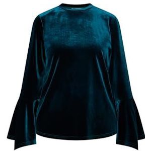 SANIKA T-shirt en velours pour femme, pétrole, XL