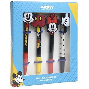 CERDÁ LIFE'S LITTLE MOMENTS - Set van 4 hoogwaardige Mickey Mouse y Minnie Mouse balpennen | Een origineel cadeau voor fans - Officiële Disney-licentie