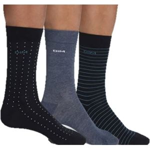 Dim Chaussettes katoen, 3 stuks, marineblauw/China