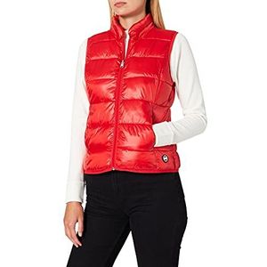 Taifun Dames gewatteerd vest omkeerbaar vest met glittereffect mouwloos effen, Elektrisch Rood