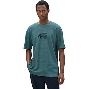 Koton T-shirt à manches courtes et col rond brodé pour homme, Vert (786), L