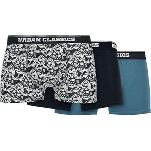 Urban Classics Set van 3 boxershorts voor heren, biologisch katoen, maat S-5XL, Details: Aop/Black/Jasper