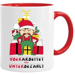 Tasse avec inscription en allemand | Révisée et sous-payée | Tasse ELF | Tasse de Noël | Cadeaux amusants | Tasse à café | Adieu Collegin | Tasse de Noël | Cadeau Sœur